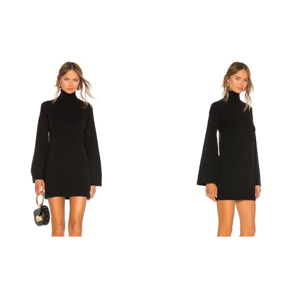 LPA Black Turtleneck Sweater Dress S Nylon/Viscose Blend Long Sleeve - Picture 7 of 7